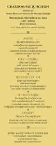 Chardonnay Lunch Menu