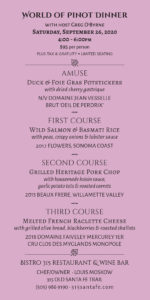 Pinot Dinner Menu